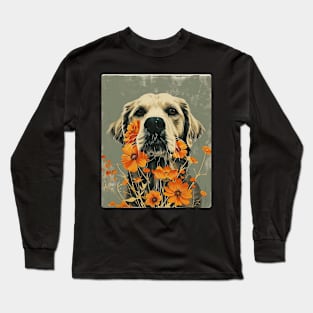 Golden Retriever dog Flowers Photo Art Design For Dog Onwer Long Sleeve T-Shirt